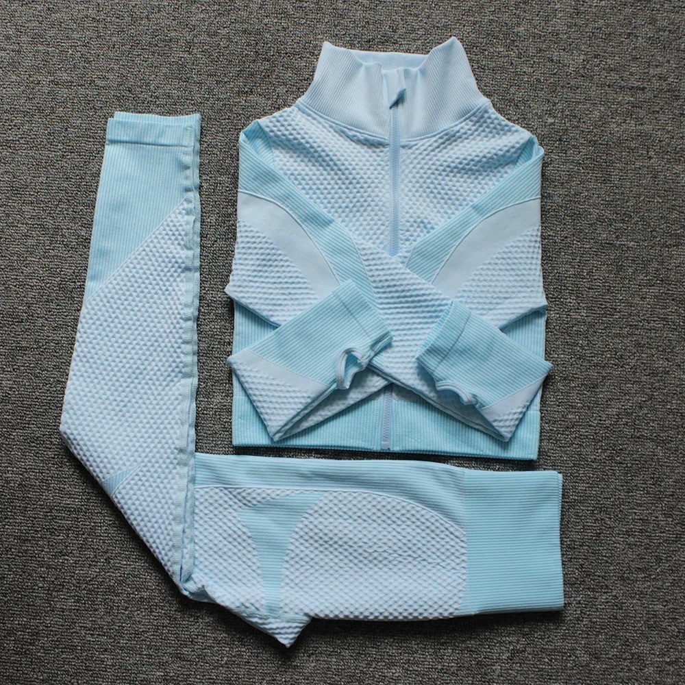 Light Blue Textured Activewear Set